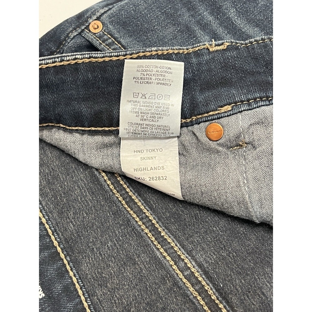Warp + Weft HND Tokyo Skinny Men's Jeans Dark Blue 36x32 - Picture 6 of 6